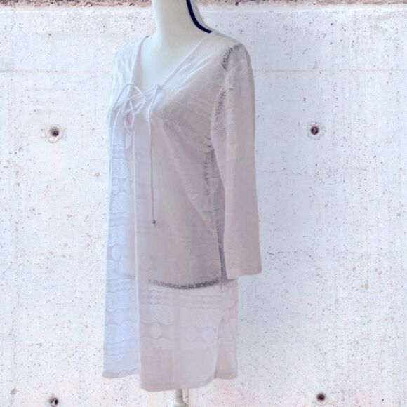J VALDI NWT SWIMWEAR BATHING SUIT COVER UP DRESS WHITE LARGE - Picture 3 of 7